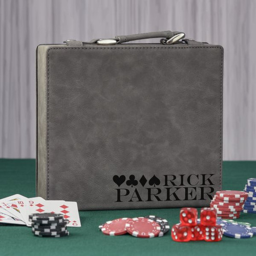 4 Suits Personalized Gray Poker Set