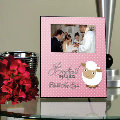 Baptized in Christ Personalized Pink Picture Frame