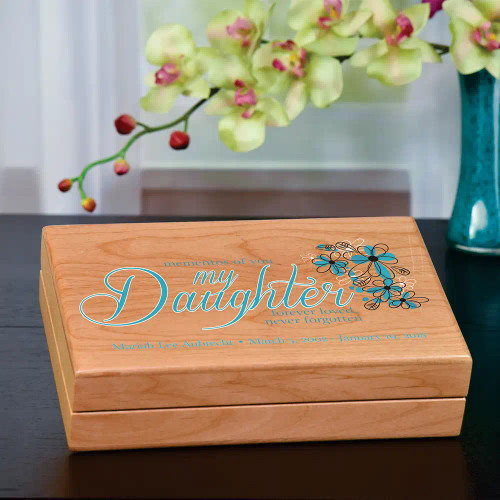 Daughter memory box is personalized with name and date