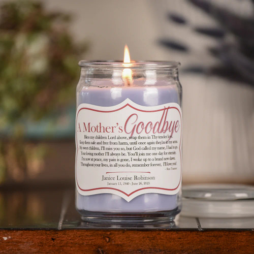 Mother’s Goodbye Memorial Jar Candle in Lavender Scent