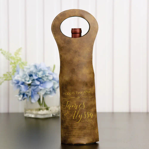 Happily Ever After Personalized Wine Bag In Brown