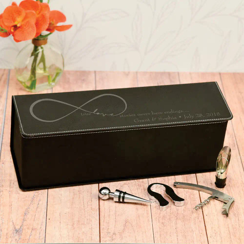 True Love Personalized Wine box shown in Black