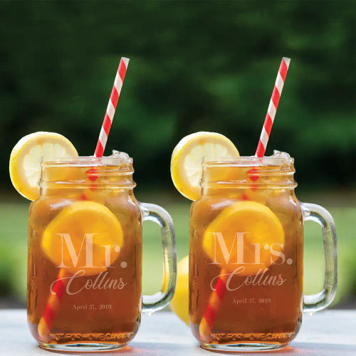 Mr. & Mrs. Personalized Mason Mugs