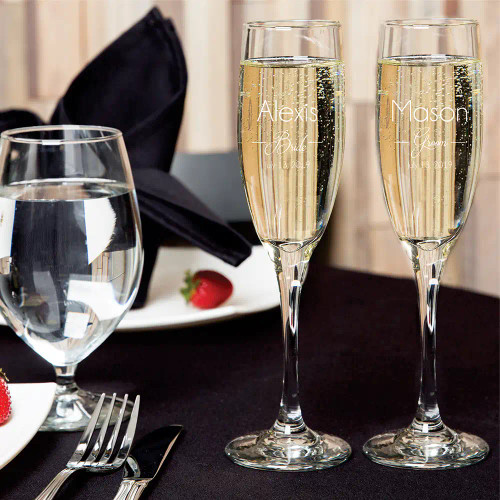 Couple’s Champagne Wedding Flute Personalized