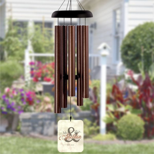 Personalized wind chimes as wedding gift