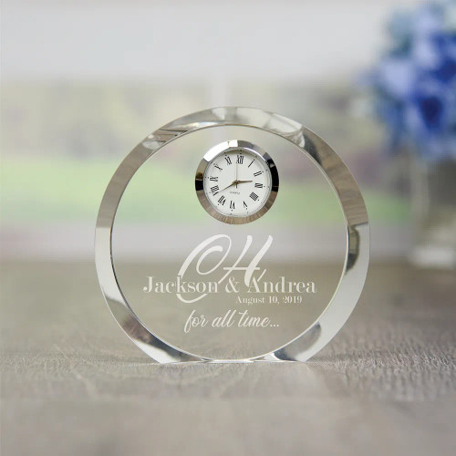 Personalized crystal clock is a great wedding gift or anniversary gift