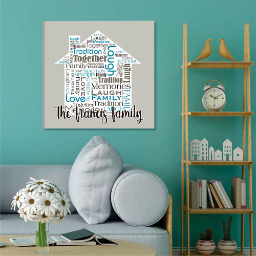 Personalized wall canvas featuring family name