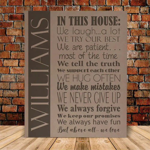 Personalized Family Rules Wall Canvas