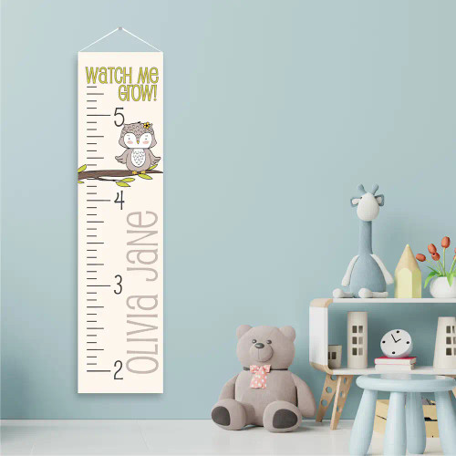 Baby owl personalized height chart