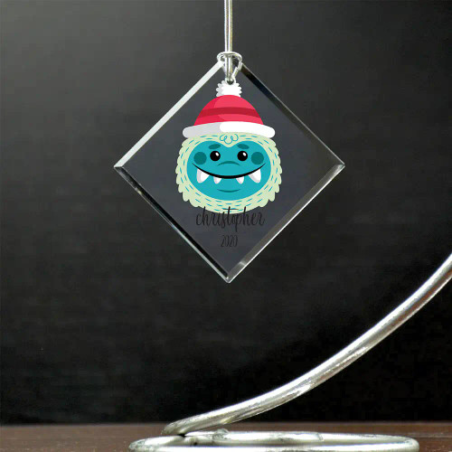 Cute little monster personalized Christmas ornament for kids