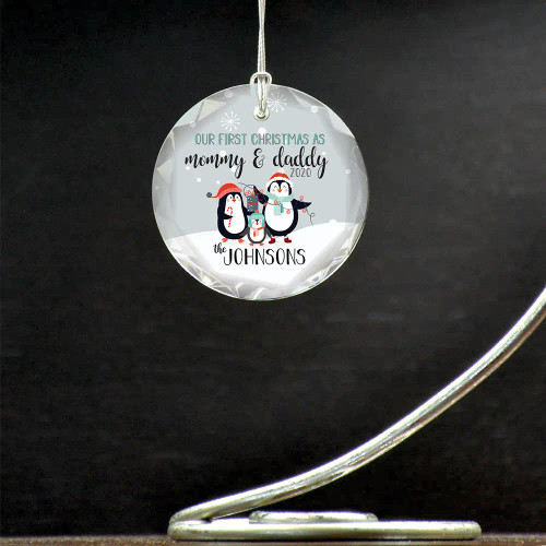 Personalized glass ornament is a great way to celebrate your first christmas a family of 3