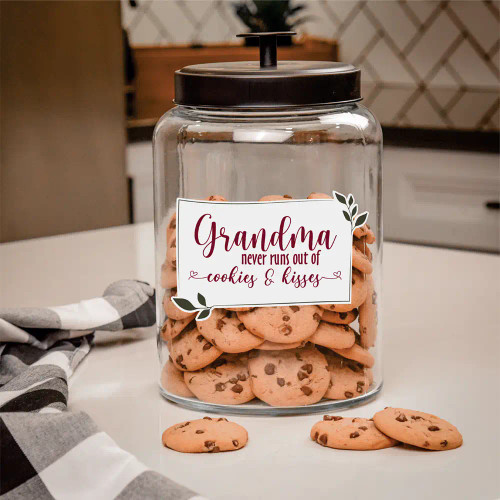 Personalized cookie jar has the name or nickname you call your grandmother