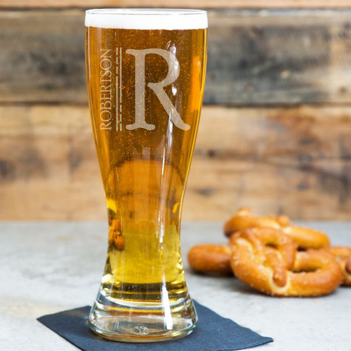 Personalized pilsner glass with last name