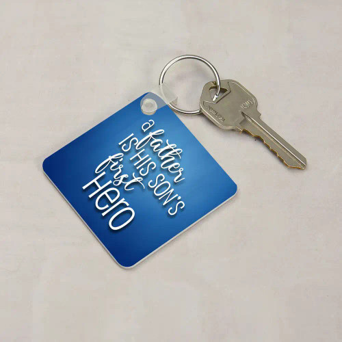 Father hero personalized keychain