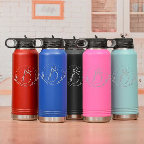 Monogram Personalized Water Bottle for Her comes in a variety of colors
