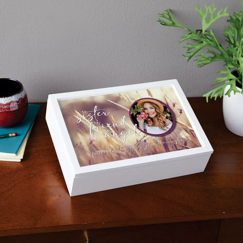 Personalized memorial keepsake box with photo