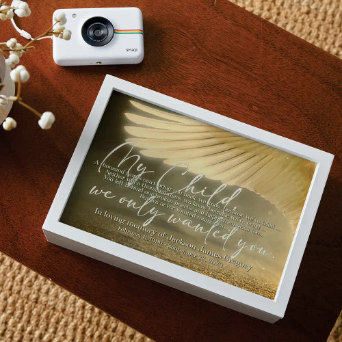 Personalized memorial keepsake box for the loss of a child