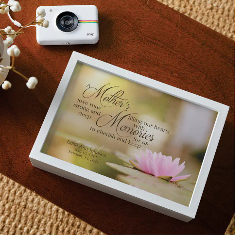 Personalize this memorial keepsake box for loss of mom 
