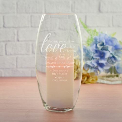 Personalized hurricane vase with candle for sympathy gift