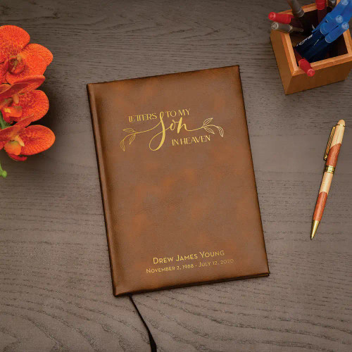 Rustic Brown leatherette journal for loss of son