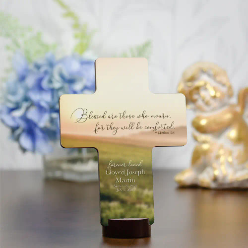 Blessed are those who mourn personalized memorial cross