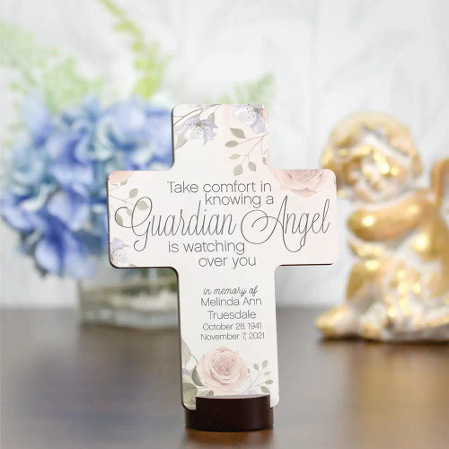 Personalized desktop cross to remember your guardian angel