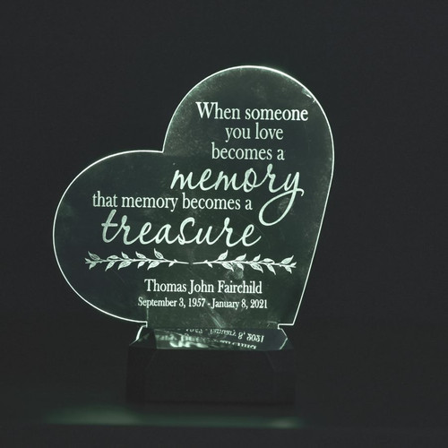 Memory is a Treasure LED Sign shown with white light