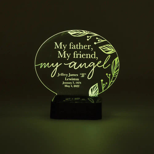 My Father, My Angel Personalized Memorial LED Sign  with  yellow illumination
