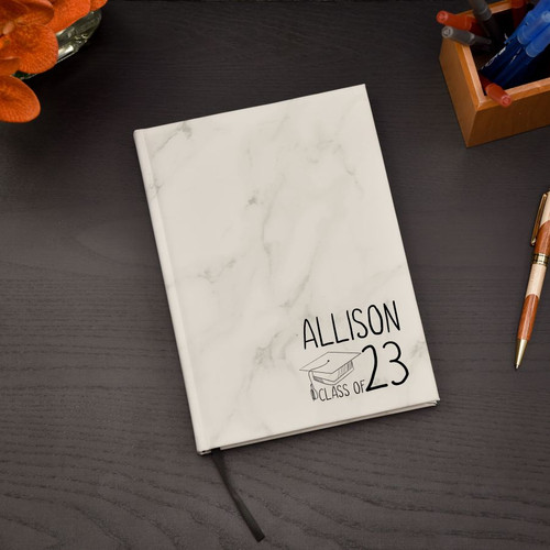 'Class of' Personalized Graduation Journal in white marble