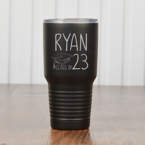 'Class of' Personalized Graduation Tumbler in black
