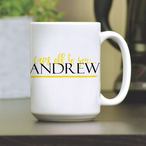 Caps Off Personalized Graduation Coffee Mug  back