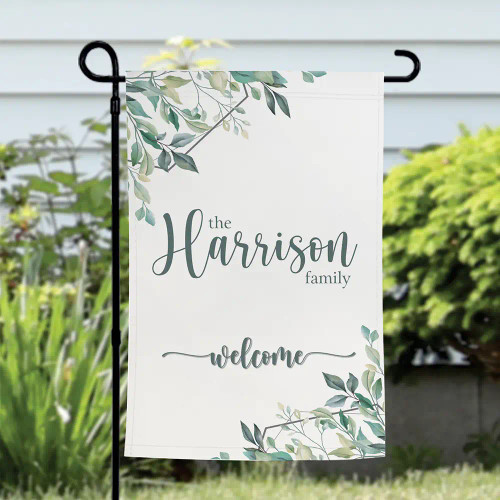 Personalized welcome garden flag with family last name