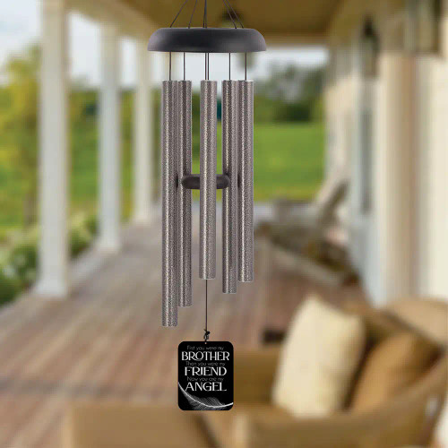 My Angel Brother memorial wind chime is personalized with his name and dates