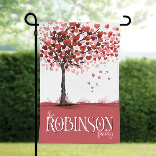 Personalized Valentine's Day garden flag with family last name