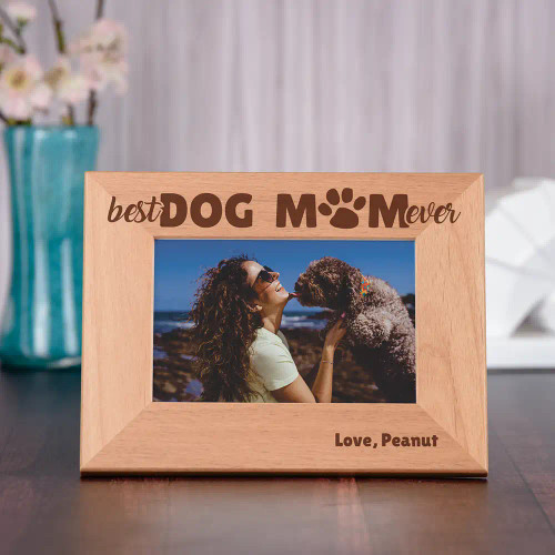 Personalized Dog Mom Photo Frame has a short sentiment from her favorite pooch!