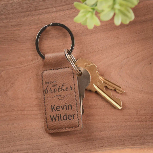 Forever Brother Key Chain in Dark Brown, personalized for loss of a brother