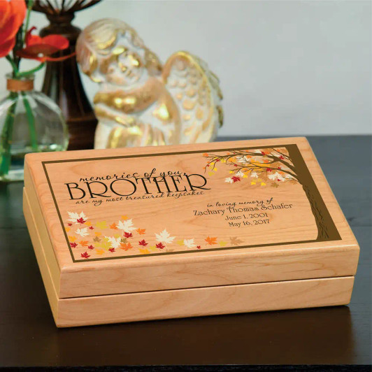 Memories of You, Brother alder wood keepsake box, felt lined, for the loss of a brother