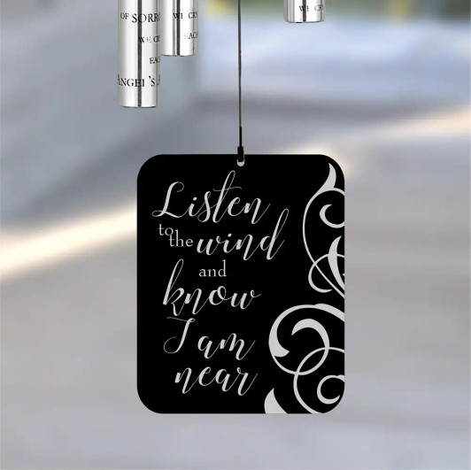 Listen to the Wind Sympathy Chime sail featuring Remember Me Gifts' trademarked verse — personalized with name and dates