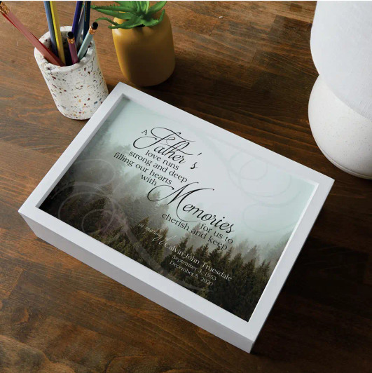 Father's Memories memorial keepsake box for loss of father, personalized