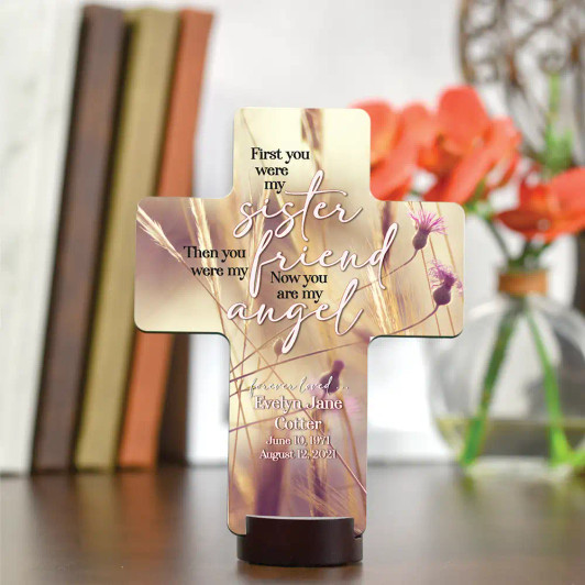 Personalized Memorial cross for loss of sister Personalized Memorial cross for loss of sister