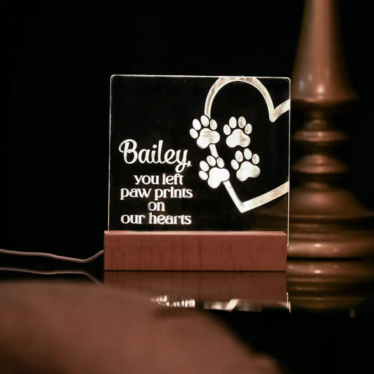 Paw Prints memorial LED sign to remember your beloved pet