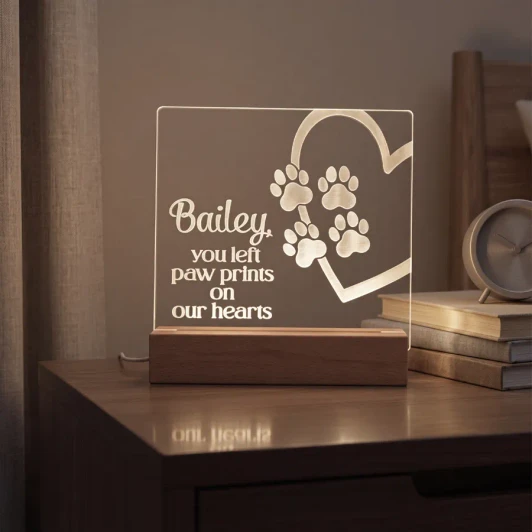 Paw Prints memorial LED sign to remember your beloved pet