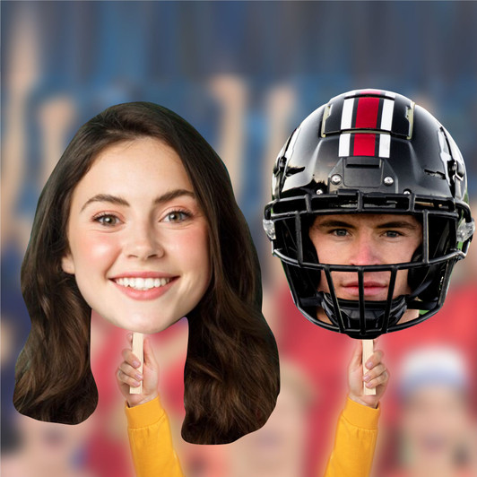 Big heads on a stick are great for sporting events!