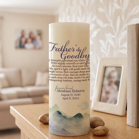 Father's Goodbye Personalized Memorial LED candle