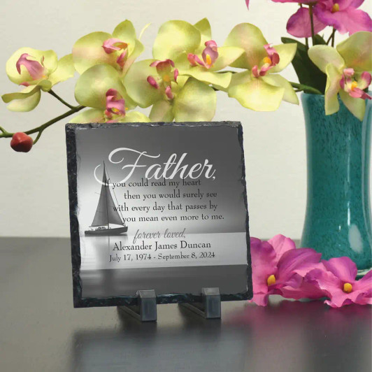 Father Remembered Memorial plaque features short verse and is personalized with dad's name and dates.