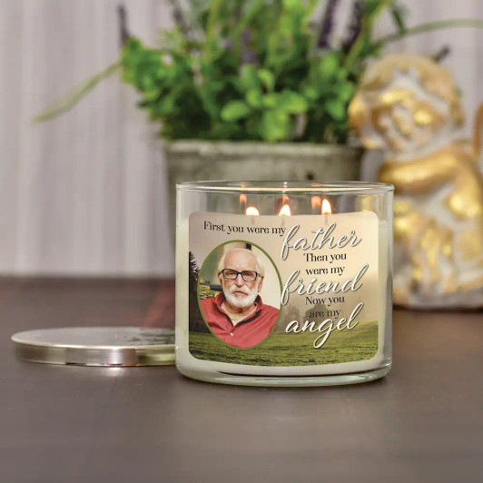 My Father Remembrance candle, personalized for loss of a dad, available in three scents