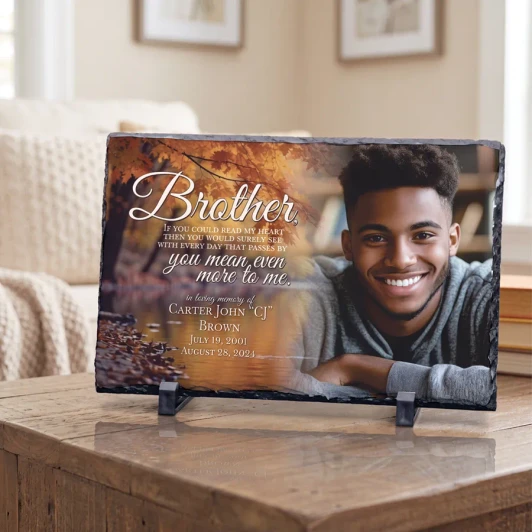 Brother Memorial slate plaque, a personalized tribute to honor a beloved brother