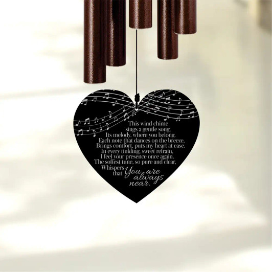 36" bronze colored, personalized memorial chime has a poem on the front