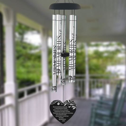 My Brother Lives On Memorial Wind Chime — personalized 40" sympathy gift for loss of brother