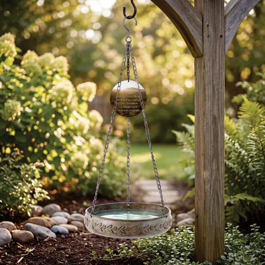 Our Son Remains personalized memorial bird bath